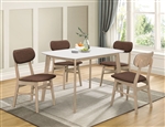 Rosetta II 5 Piece Dining Room Set in White Top & Whitewash Finish by Acme - 74680