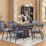 Cargo 7 Piece Dining Room Set in Antique Walnut & Gunmetal Finish by Acme - 77900