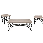 Scilla 3 Piece Occasional Table Set in Gray Oak & Black Finish by Acme - 80685-S