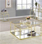 Uchenna 3 Piece Occasional Table Set in Clear Glass & Gold Finish by Acme - 83470-S