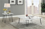 Telestis 3 Piece Occasional Table Set in White Marble & Black Finish by Acme - 84500-S