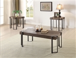 Gilda 3 Piece Occasional Table Set in Weathered Dark Oak & Black Finish by Acme - 84570-S