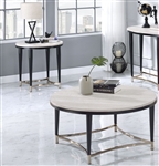 Ayser 3 Piece Occasional Table Set in White Washed & Black Finish by Acme - 85380-S