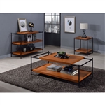 Oaken 3 Piece Occasional Table Set in Honey Oak & Black Finish by Acme - 85675-S