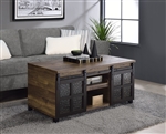 Nineel 3 Piece Occasional Table Set in Obscure Glass, Rustic Oak & Black Finish by Acme - 87955-S