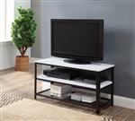 Taurus 39 Inch TV Console in White Printed Faux Marble & Black Finish by Acme - 91602