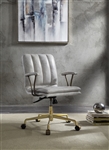 Damir Office Chair in Vintage White Top Grain Leather & Chrome Finish by Acme - 92422