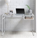 Yasin Executive Home Office Desk in White & Glass Finish by Acme - 92582