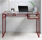 Yasin Executive Home Office Desk in Red & Glass Finish by Acme - 92584