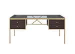 Yumia Executive Home Office Desk in Gold & Clear Glass Finish by Acme - 92785