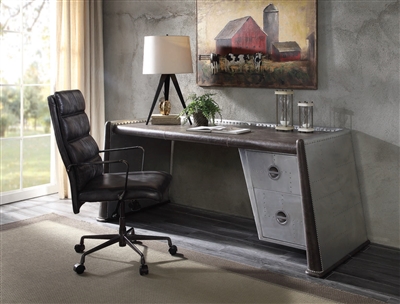 Brancaster Executive Home Office Desk in Distress Chocolate Finish by Acme - 92855