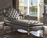 Versailles Chaise in Silver PU & Antique Platinum Finish by Acme - 96825