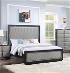 Nicola Bed in Silver Synthetic Leather & Black Finish by Acme - BD01427Q