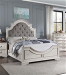 Florian Bed in Gray Fabric & Antique White Finish by Acme - BD01648Q