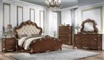 Latisha 6 Piece Bedroom Set in Fabric & Antique Oak Finish by Acme - BD02254