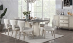 Kasa 7 Piece Dining Room Set in Sintered Stone Top & Champagne Finish by Acme - DN02011