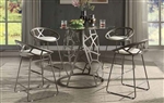 Laramie 5 Piece Counter Height Dining Set in White Synthetic Leather & Champagne Finish by Acme - DN02135