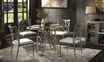 Laramie 5 Piece Round Table Dining Room Set in Clear Glass & Champagne Finish by Acme - DN02138