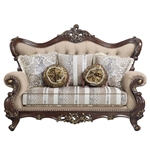 Ragnar Loveseat in Light Brown Linen & Cherry Finish by Acme - LV01123