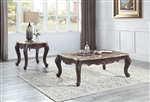Ragnar 3 Piece Occasional Table Set in Marble Top & Cherry Finish by Acme - LV01125-S