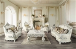 Adara 2 Piece Sofa Set in White PU & Antique White Finish by Acme - LV01224-S