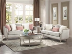 Kasa 2 Piece Sofa Set in Beige Linen, Sintered Stone Top & Champagne Finish by Acme - LV01499-S