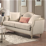 Kasa Loveseat in Beige Linen, Sintered Stone Top & Champagne Finish by Acme - LV01500