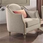 Kasa Chair in Beige Linen, Sintered Stone Top & Champagne Finish by Acme - LV01501