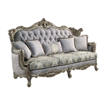 Miliani Sofa in Fabric, Natural Marble Top & Antique Bronze Finish by Acme - LV01780