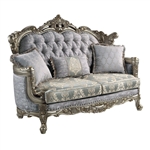 Miliani Loveseat in Fabric, Natural Marble Top & Antique Bronze Finish by Acme - LV01781