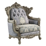 Miliani Chair in Fabric, Natural Marble Top & Antique Bronze Finish by Acme - LV01782