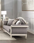 Florian Loveseat in Gray Fabric, Oak & Antique White Finish by Acme - LV02120