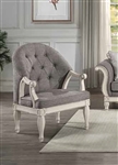 Florian Chair in Gray Fabric, Oak & Antique White Finish by Acme - LV02121