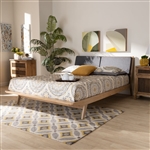 Emile Platform Bed in Grey Fabric and Natural Oak Finish by Baxton Studio - BAX-AMOUR03-Grey/Oak-Queen