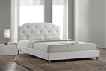 Canterbury Platform Bed in White Faux Leather Finish by Baxton Studio - BAX-BBT6440-Queen-White