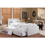 Cosmo Trundle Bed in White Faux Leather Finish by Baxton Studio - BAX-BBT6469-Twin-White