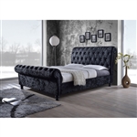 Castello Platform Bed in Black Velvet Finish by Baxton Studio - BAX-CF8539-Black-Queen