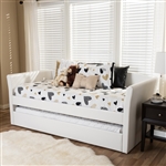 Camino Daybed with Trundle in White Faux Leather Finish by Baxton Studio - BAX-CF8756-White-Day Bed