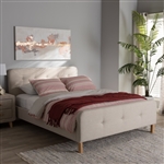Samson Platform Bed in Light Beige Fabric Finish by Baxton Studio - BAX-CF8815-Light Beige-Full