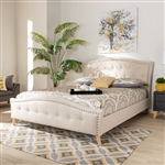 Felisa Platform Bed in Beige Fabric Finish by Baxton Studio - BAX-CF9009-Beige-King