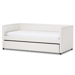 Frank Daybed with Trundle in White Faux Leather Finish by Baxton Studio - BAX-Frank-White-Daybed