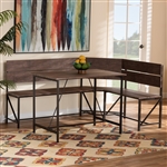 Marston 2 Piece Dining Nook Set in Brown and Black Finish by Baxton Studio - BAX-LY-N0930-Dining Nook Set