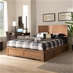 Lisa Platform Storage Bed in Ash Walnut Brown Finish by Baxton Studio - BAX-Lisa-Ash Walnut-Queen