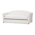 London Daybed with Trundle in White Faux Leather Finish by Baxton Studio - BAX-London-White-Daybed