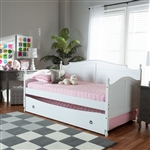Mara Daybed with Roll-Out Trundle Bed in White Finish by Baxton Studio - BAX-MG0030-White-Daybed