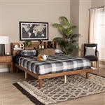 Harper Platform Bed in Walnut Brown Finish by Baxton Studio - BAX-MG0080S-Walnut-Queen