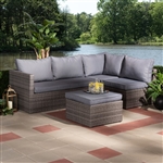 Pamela Modern and Contemporary 4-Piece Grey Polyester and Brown Woven Rattan Outdoor Patio Set by Baxton Studio - BAX-MLM-210180-Grey