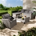 Darian Modern and Contemporary 4-Piece Grey Fabric and Grey Synthetic Rattan Patio Set by Baxton Studio - BAX-MLM-210606-Dark Grey