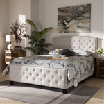 Marion Panel Bed in Beige Fabric Finish by Baxton Studio - BAX-Marion-Beige-Queen