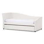 Vera Daybed with Trundle in White Faux Leather Finish by Baxton Studio - BAX-Vera-White-Daybed